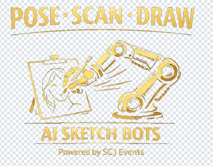 Attendant helping guests at the AI SketchBot booth